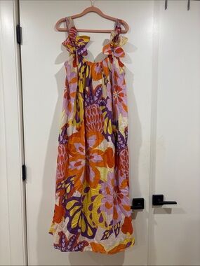 Farm Rio Petal Maxi Dress - Orange, purple & yellow